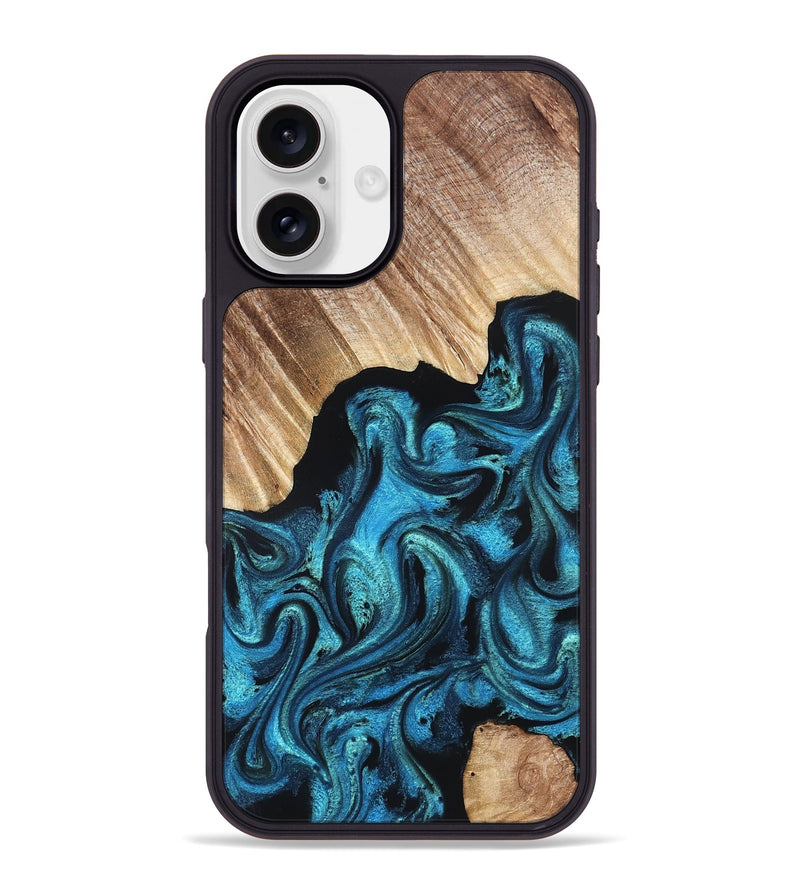 iPhone 16 Plus Wood Phone Case - Raya (Blue, 823152)