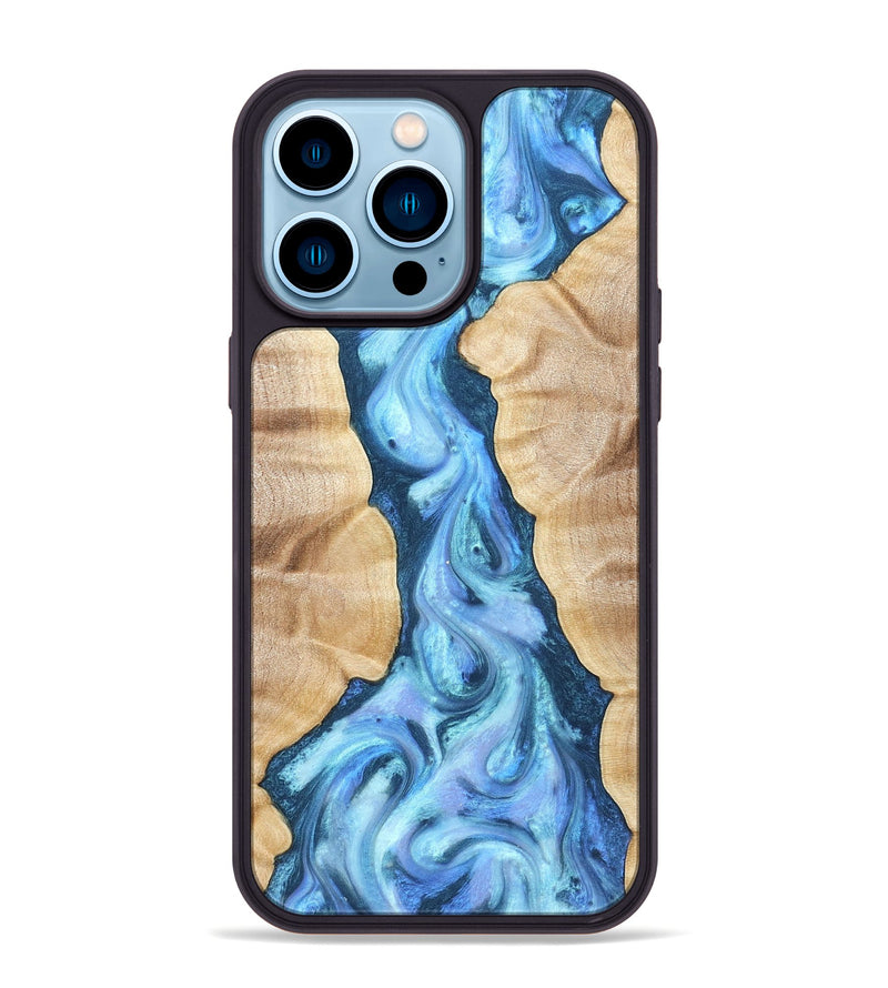 iPhone 14 Pro Max Wood Phone Case - Ashanti (Blue, 823153)
