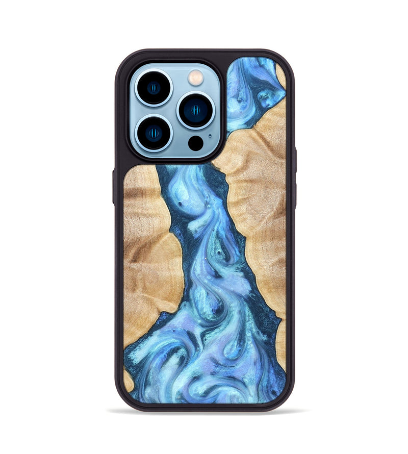 iPhone 14 Pro Wood Phone Case - Ashanti (Blue, 823153)