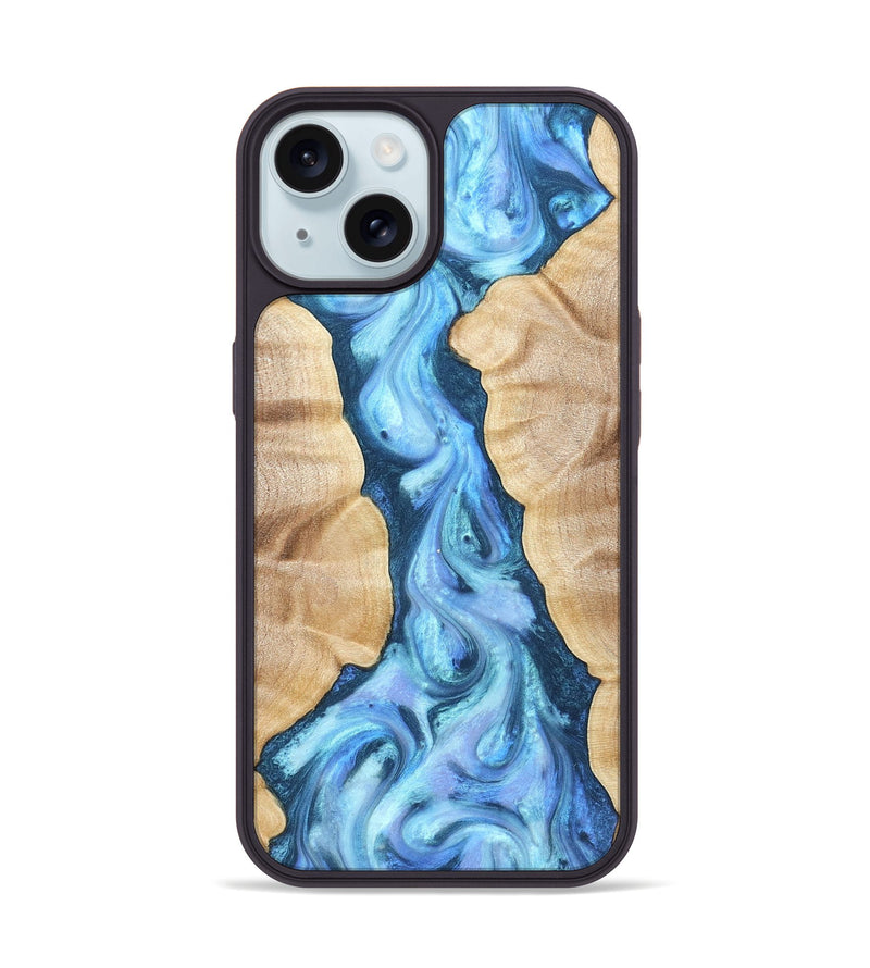 iPhone 15 Wood Phone Case - Ashanti (Blue, 823153)