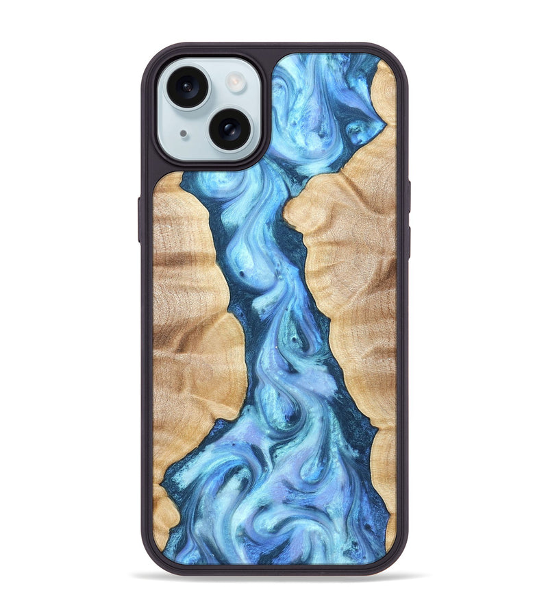 iPhone 15 Plus Wood Phone Case - Ashanti (Blue, 823153)