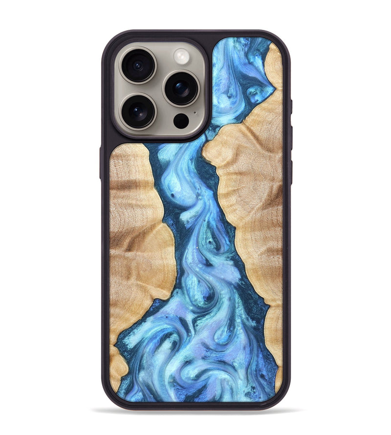 iPhone 15 Pro Max Wood Phone Case - Ashanti (Blue, 823153)