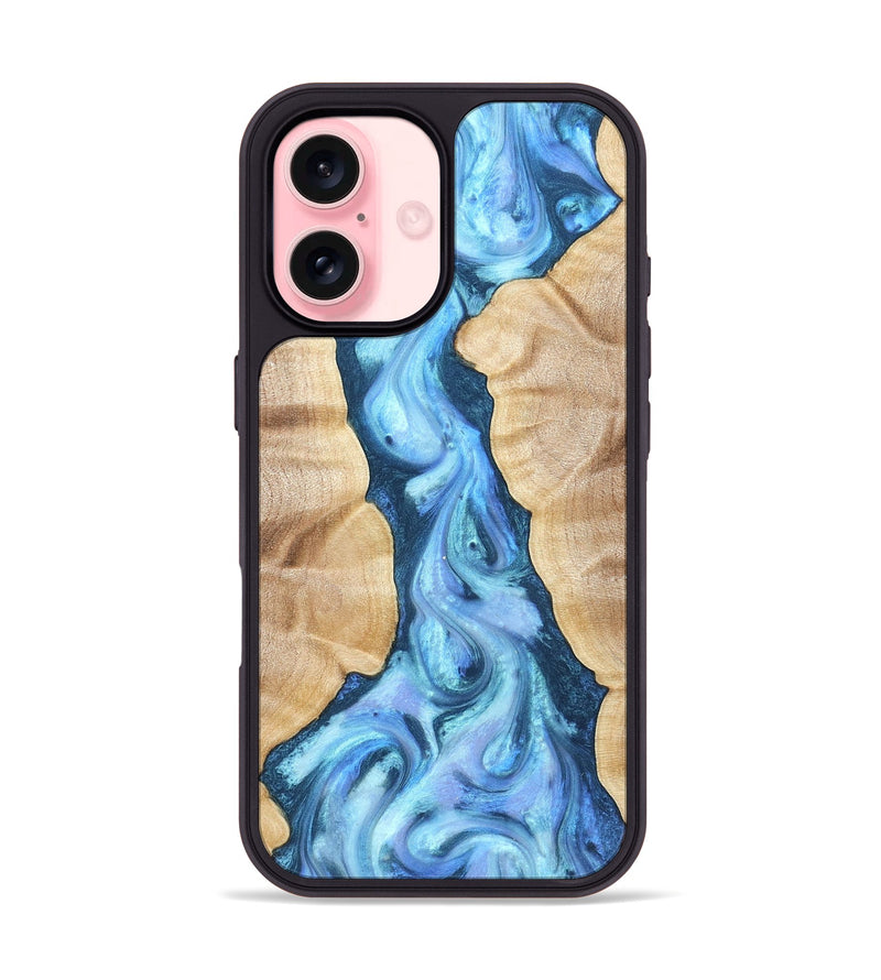 iPhone 16 Wood Phone Case - Ashanti (Blue, 823153)