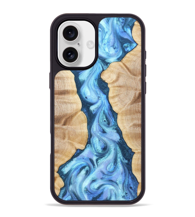 iPhone 16 Plus Wood Phone Case - Ashanti (Blue, 823153)