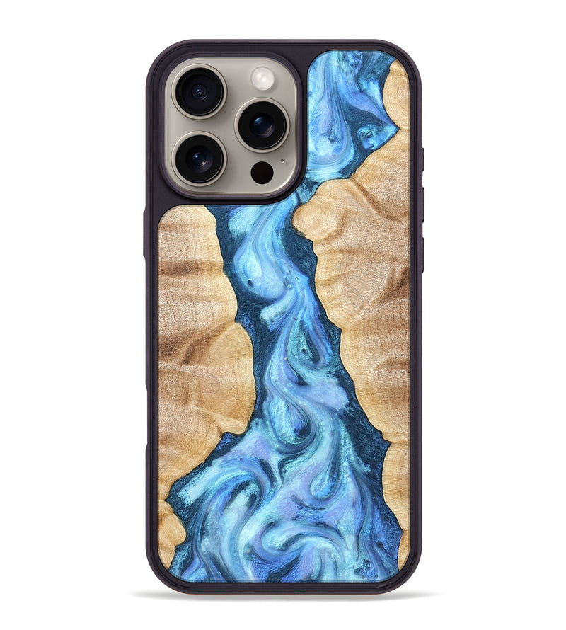 iPhone 16 Pro Max Wood Phone Case - Ashanti (Blue, 823153)