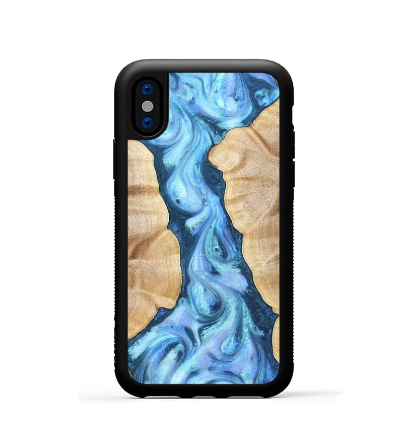 iPhone Xs Wood Phone Case - Ashanti (Blue, 823153)