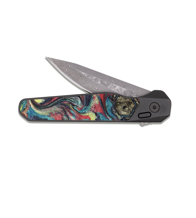 EDC Dark Damascus Wood Pocket Knife - Yaakov (Pattern, 823160)