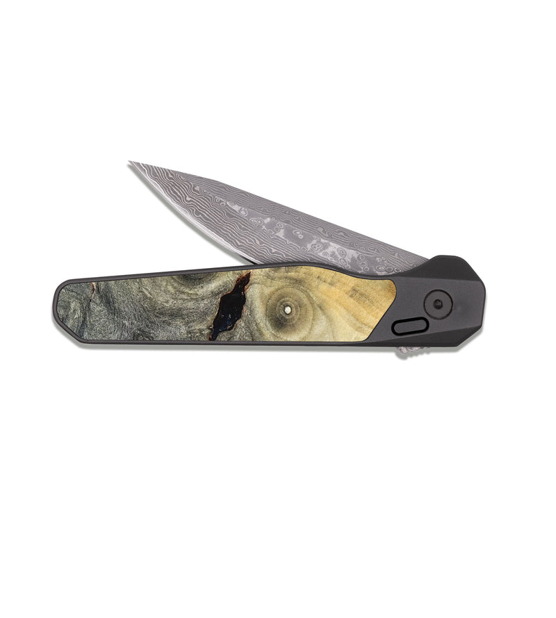 EDC Dark Damascus Wood Pocket Knife - Jace (Teal & Gold, 823169)