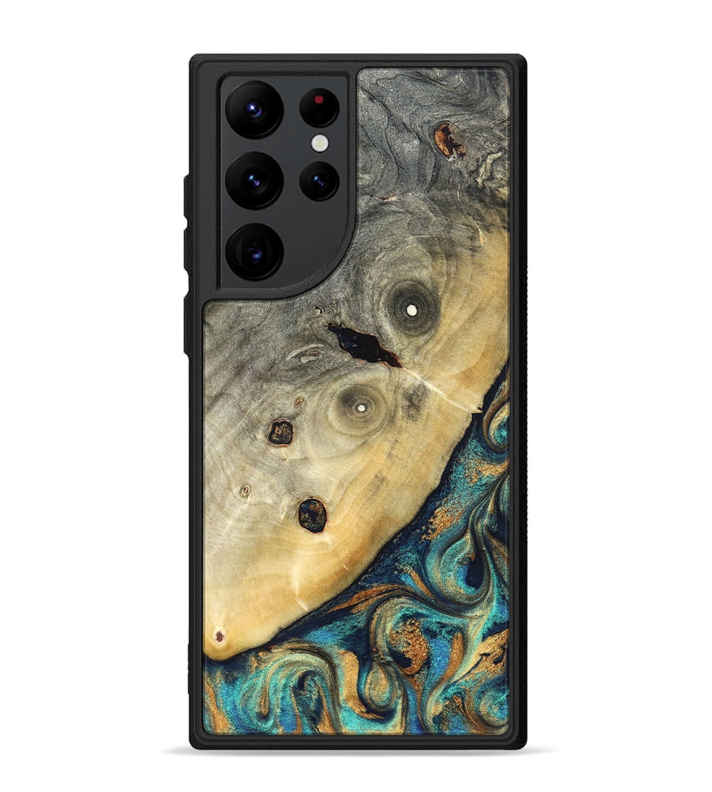 Galaxy S22 Ultra Wood Phone Case - Jace (Teal & Gold, 823169)