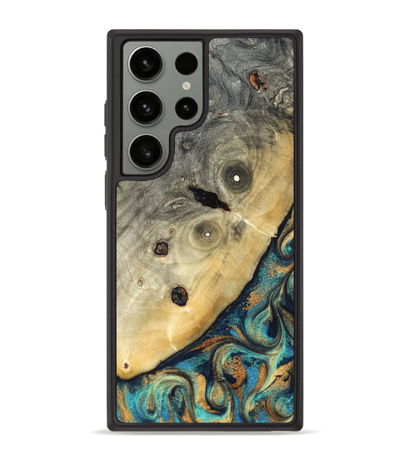 Galaxy S23 Ultra Wood Phone Case - Jace (Teal & Gold, 823169)