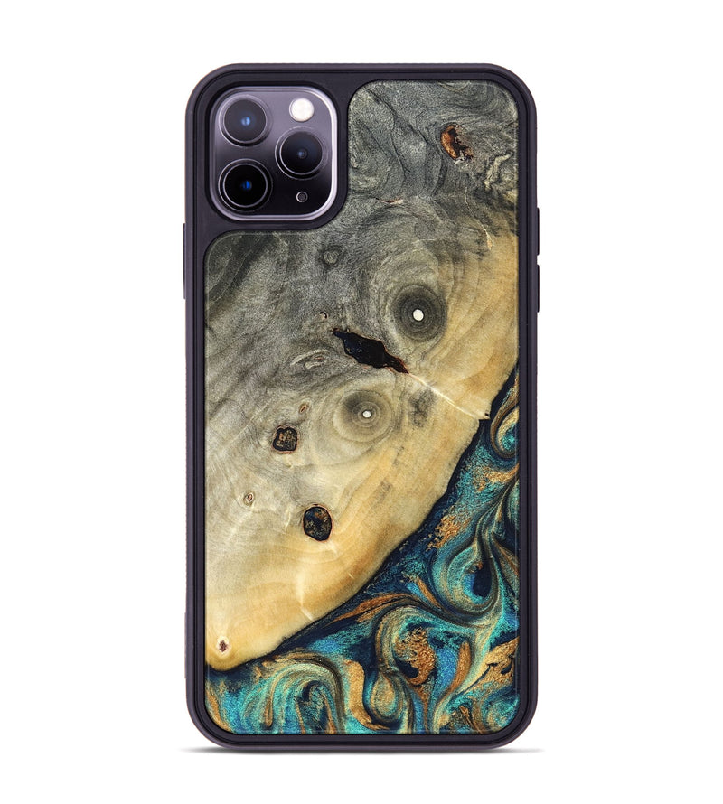 iPhone 11 Pro Max Wood Phone Case - Jace (Teal & Gold, 823169)