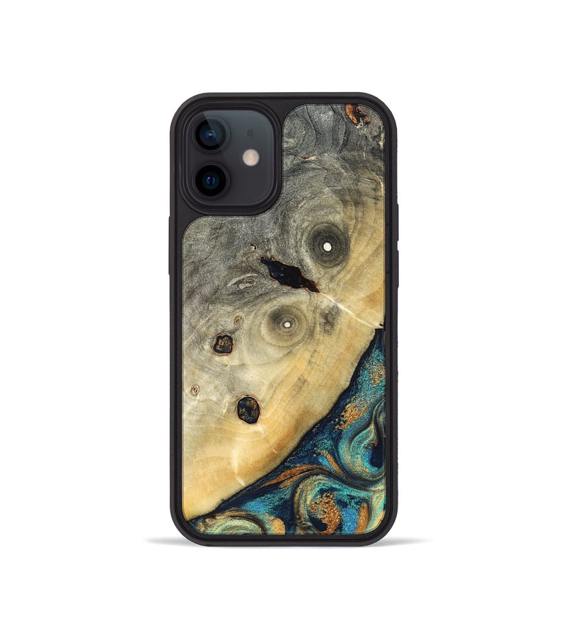 iPhone 12 mini Wood Phone Case - Jace (Teal & Gold, 823169)