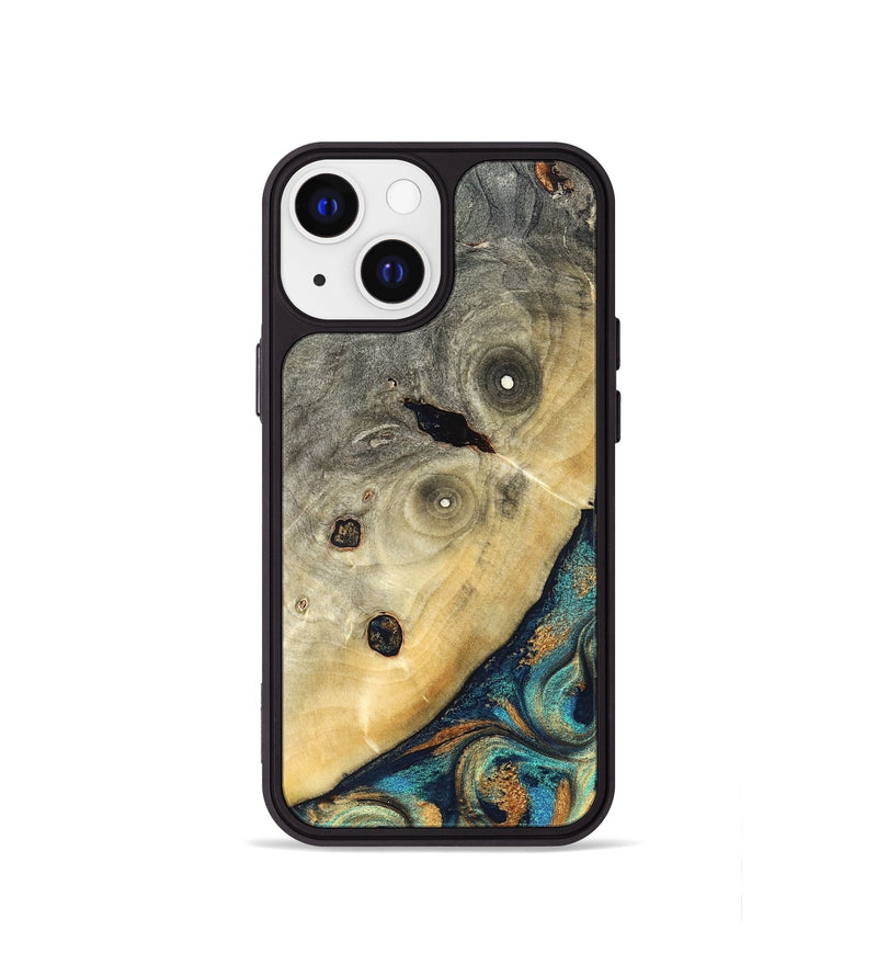 iPhone 13 mini Wood Phone Case - Jace (Teal & Gold, 823169)