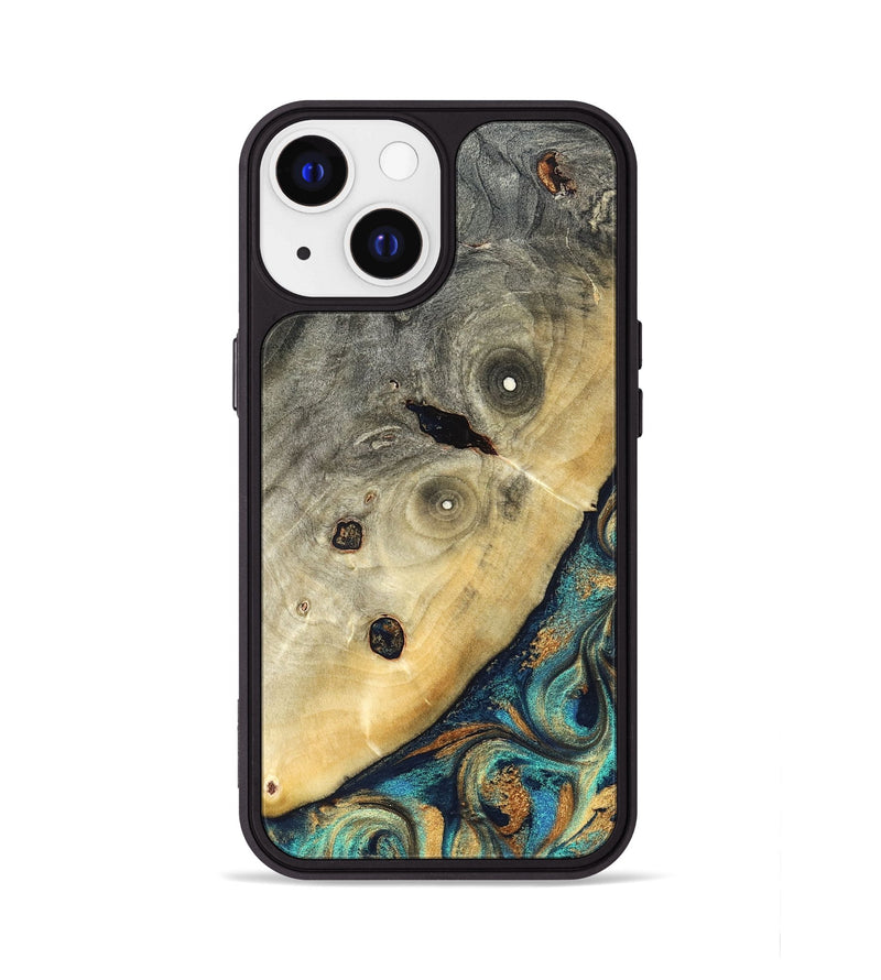 iPhone 13 Wood Phone Case - Jace (Teal & Gold, 823169)