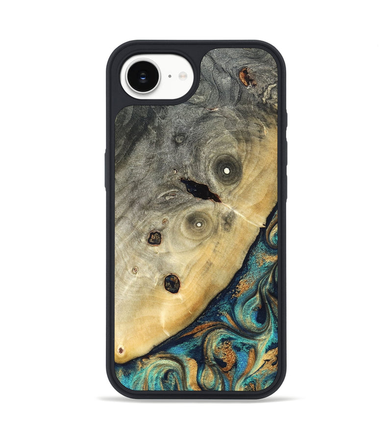 iPhone 16e Wood Phone Case - Jace (Teal & Gold, 823169)