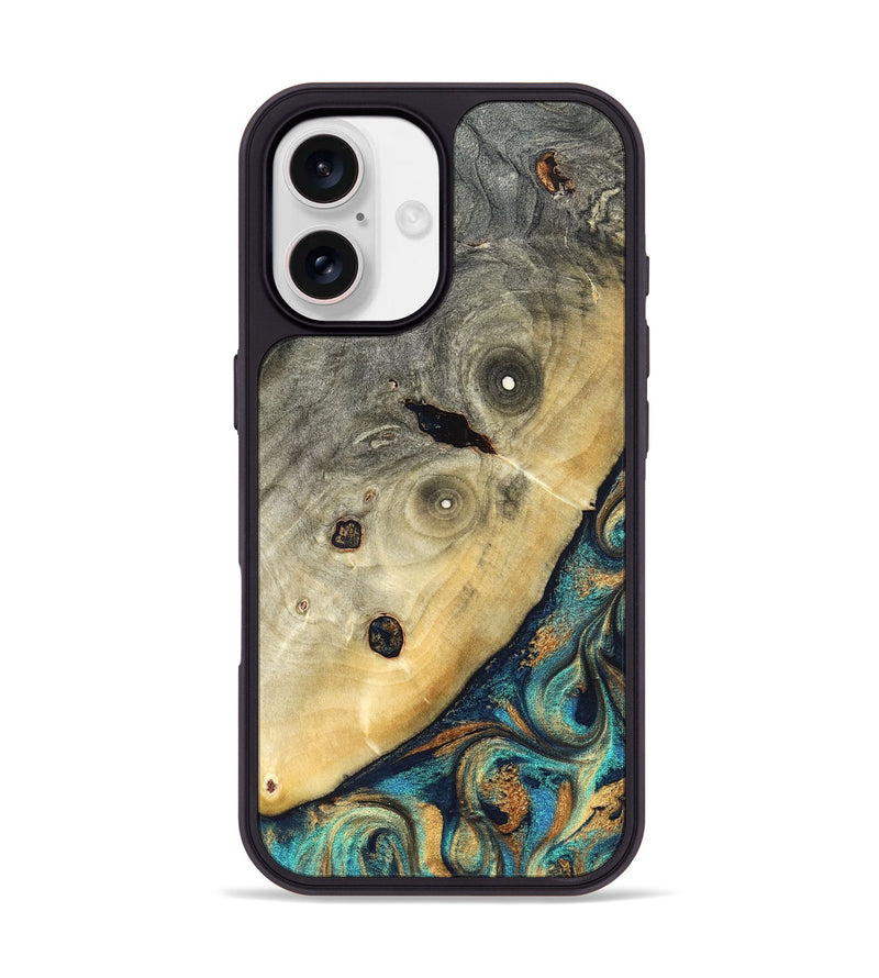 iPhone 17 Wood Phone Case - Jace (Teal & Gold, 823169)