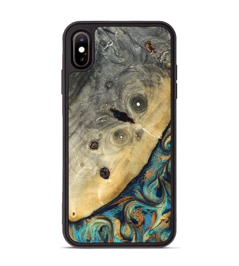 iPhone Xs Max Wood Phone Case - Jace (Teal & Gold, 823169)