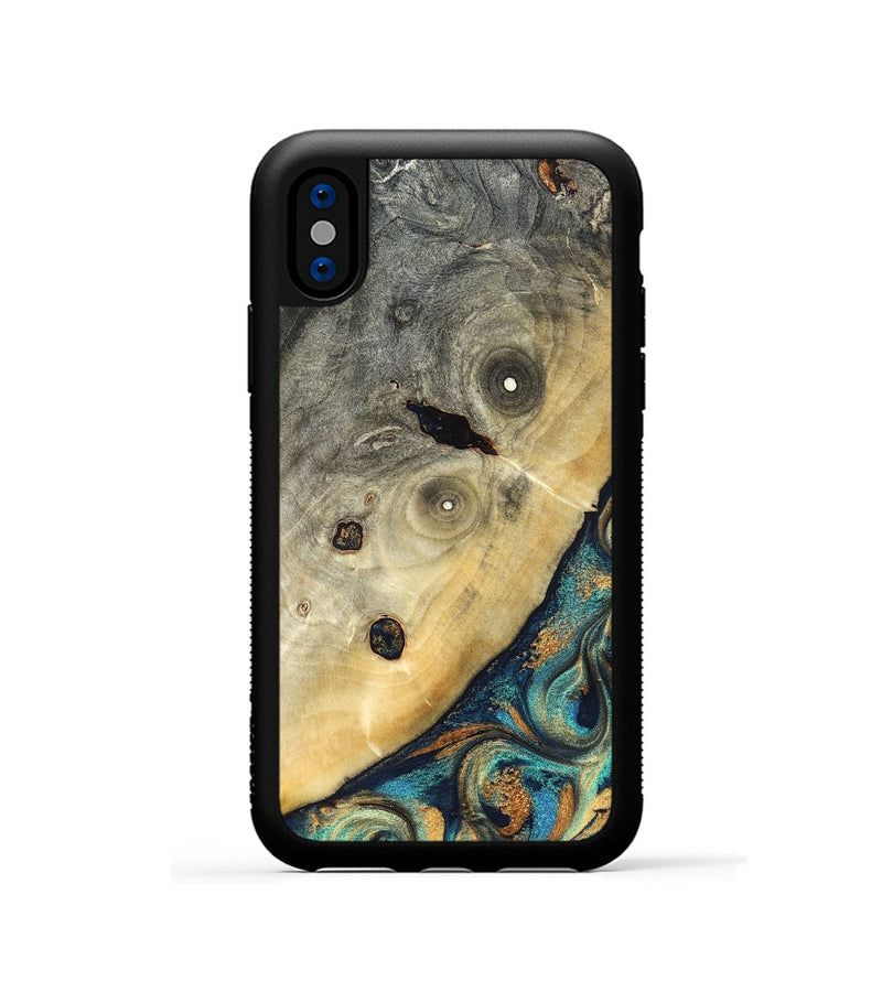 iPhone Xs Wood Phone Case - Jace (Teal & Gold, 823169)
