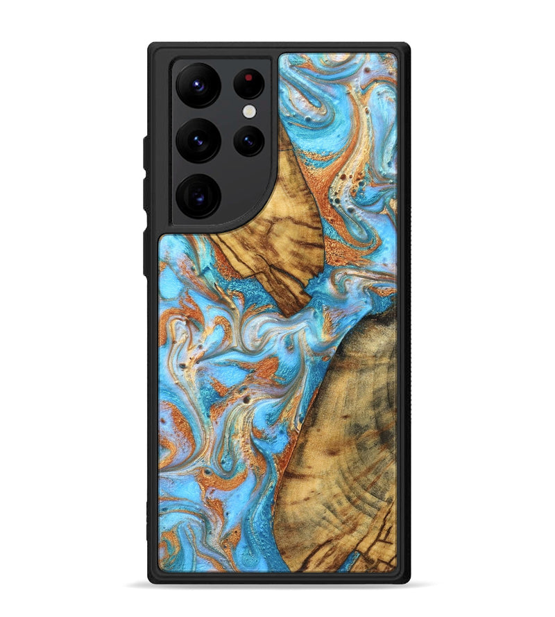 Galaxy S22 Ultra Wood Phone Case - Casimir (Teal & Gold, 823170)