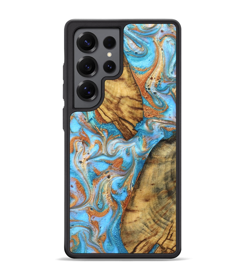 Galaxy S25 Ultra Wood Phone Case - Casimir (Teal & Gold, 823170)