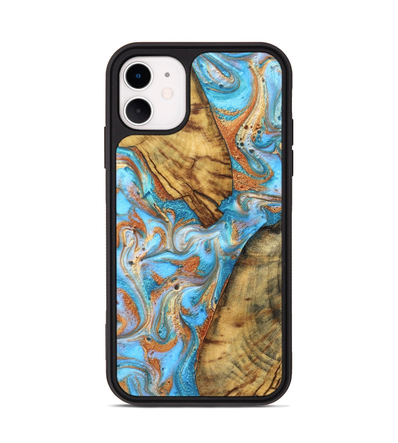 iPhone 11 Wood Phone Case - Casimir (Teal & Gold, 823170)