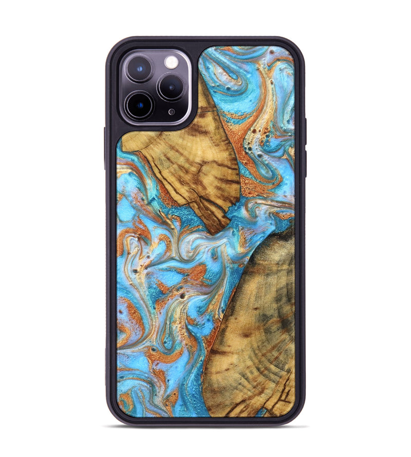 iPhone 11 Pro Max Wood Phone Case - Casimir (Teal & Gold, 823170)