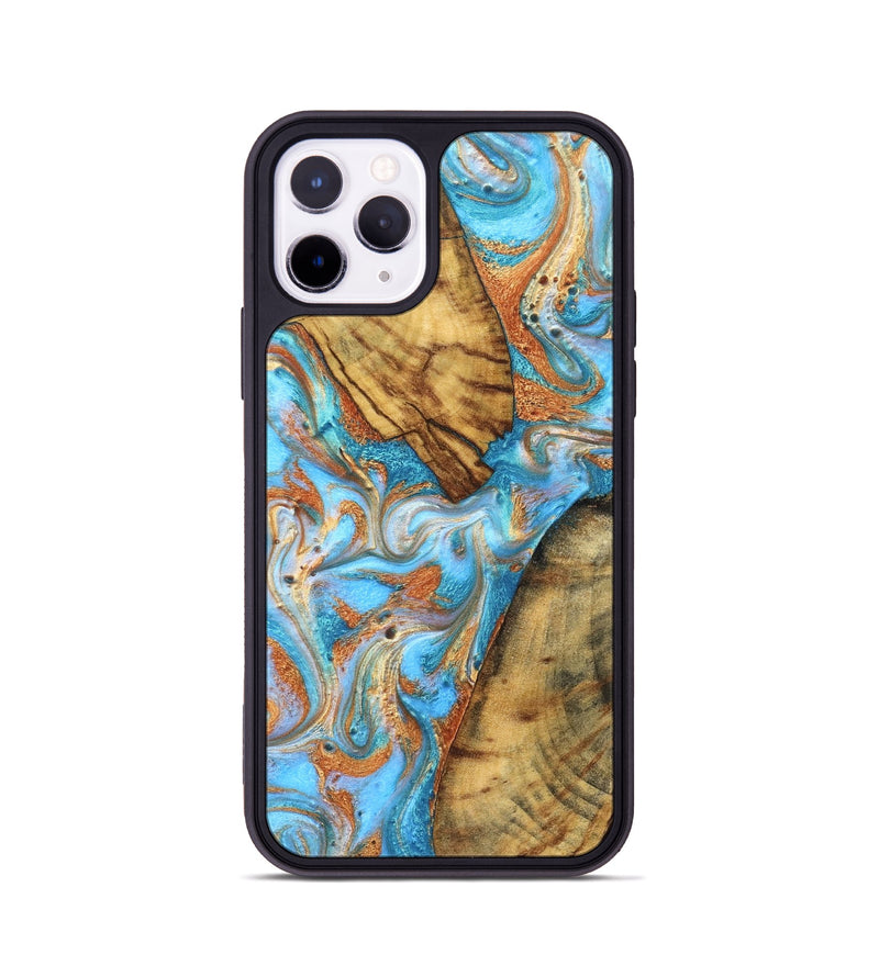 iPhone 11 Pro Wood Phone Case - Casimir (Teal & Gold, 823170)