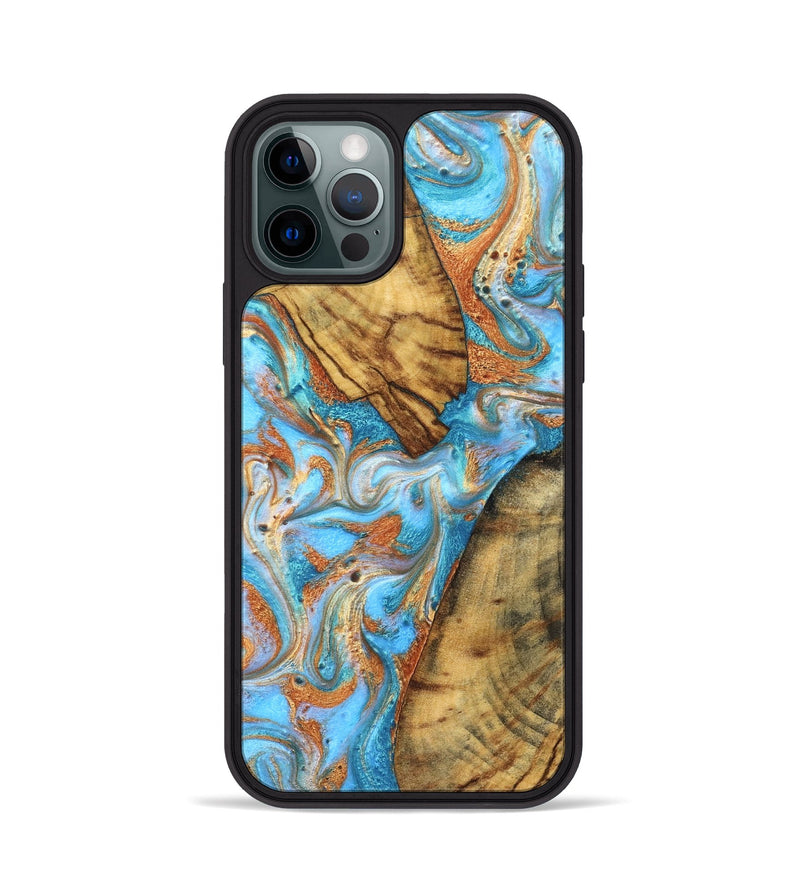 iPhone 12 Pro Wood Phone Case - Casimir (Teal & Gold, 823170)
