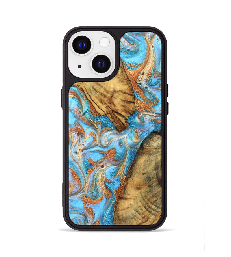 iPhone 13 Wood Phone Case - Casimir (Teal & Gold, 823170)
