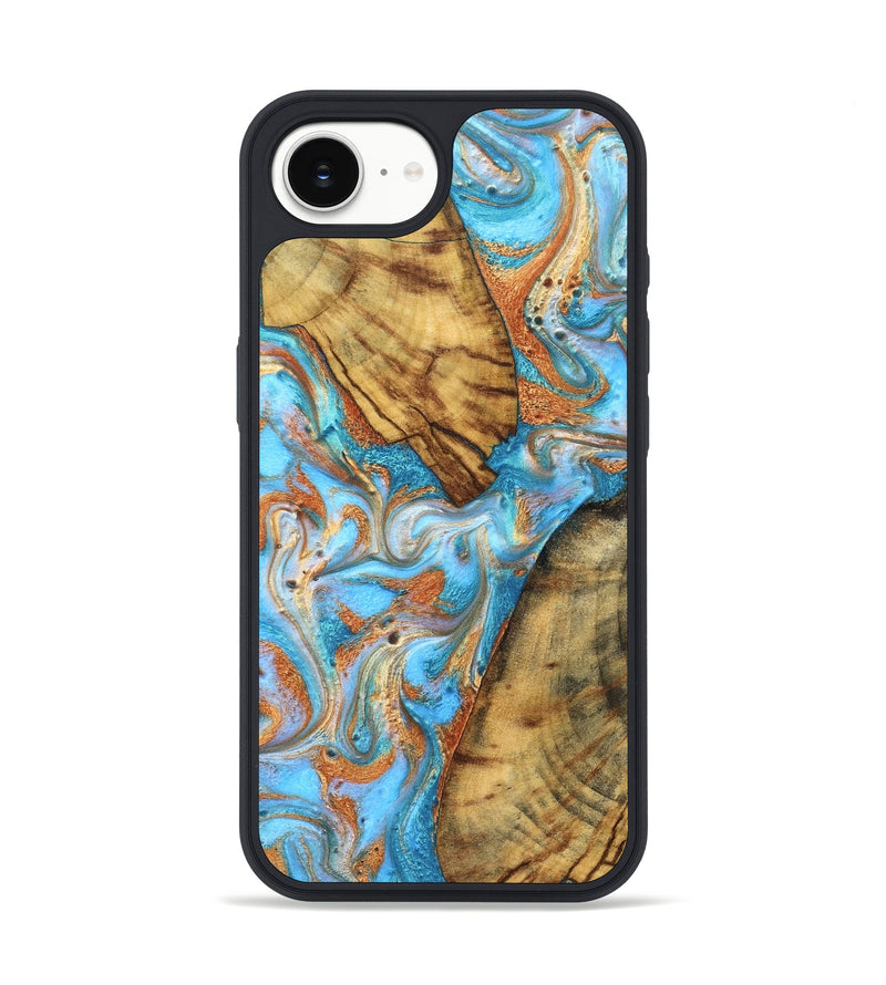 iPhone 16e Wood Phone Case - Casimir (Teal & Gold, 823170)