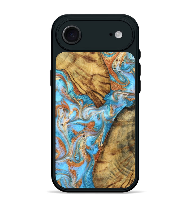 iPhone 17 Air Wood Phone Case - Casimir (Teal & Gold, 823170)