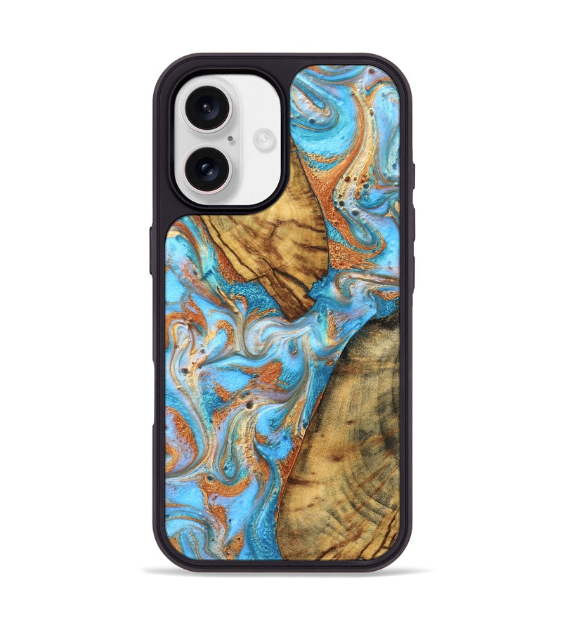 iPhone 17 Wood Phone Case - Casimir (Teal & Gold, 823170)