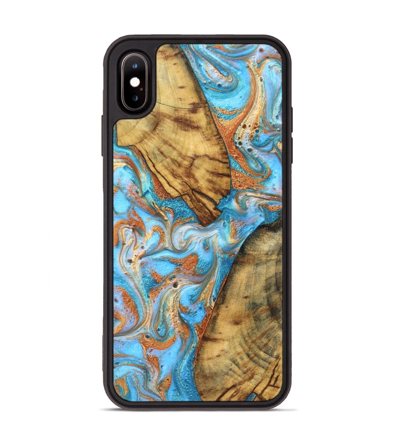 iPhone Xs Max Wood Phone Case - Casimir (Teal & Gold, 823170)