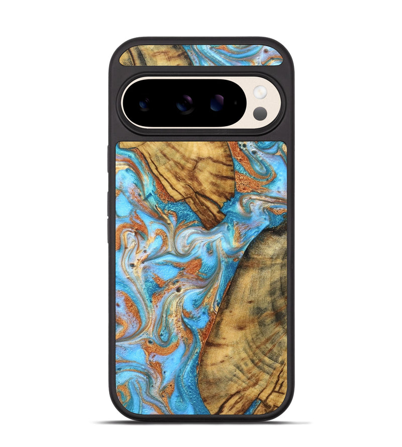 Pixel 10 Wood Phone Case - Casimir (Teal & Gold, 823170)