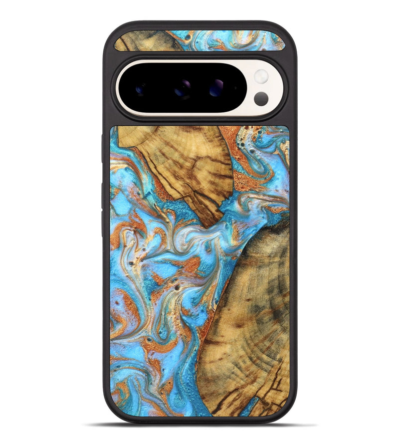 Pixel 10 Pro XL Wood Phone Case - Casimir (Teal & Gold, 823170)