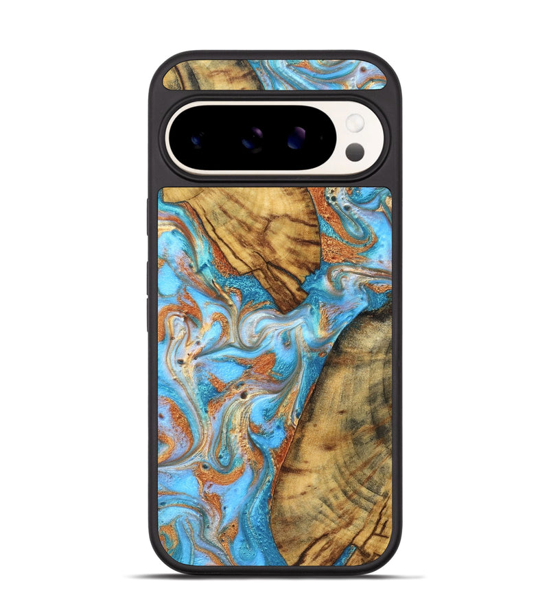Pixel 9 Pro Wood Phone Case - Casimir (Teal & Gold, 823170)