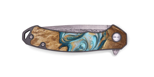 EDC Wood Pocket Knife - Sam (Teal & Gold, 823173)