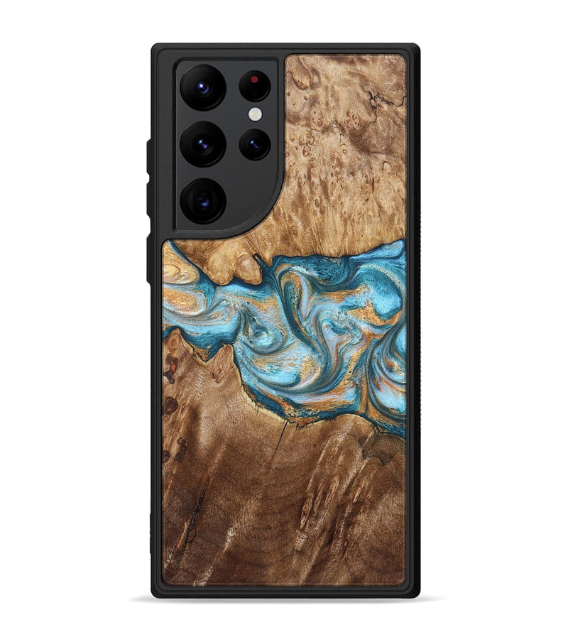 Galaxy S22 Ultra Wood Phone Case - Sam (Teal & Gold, 823173)