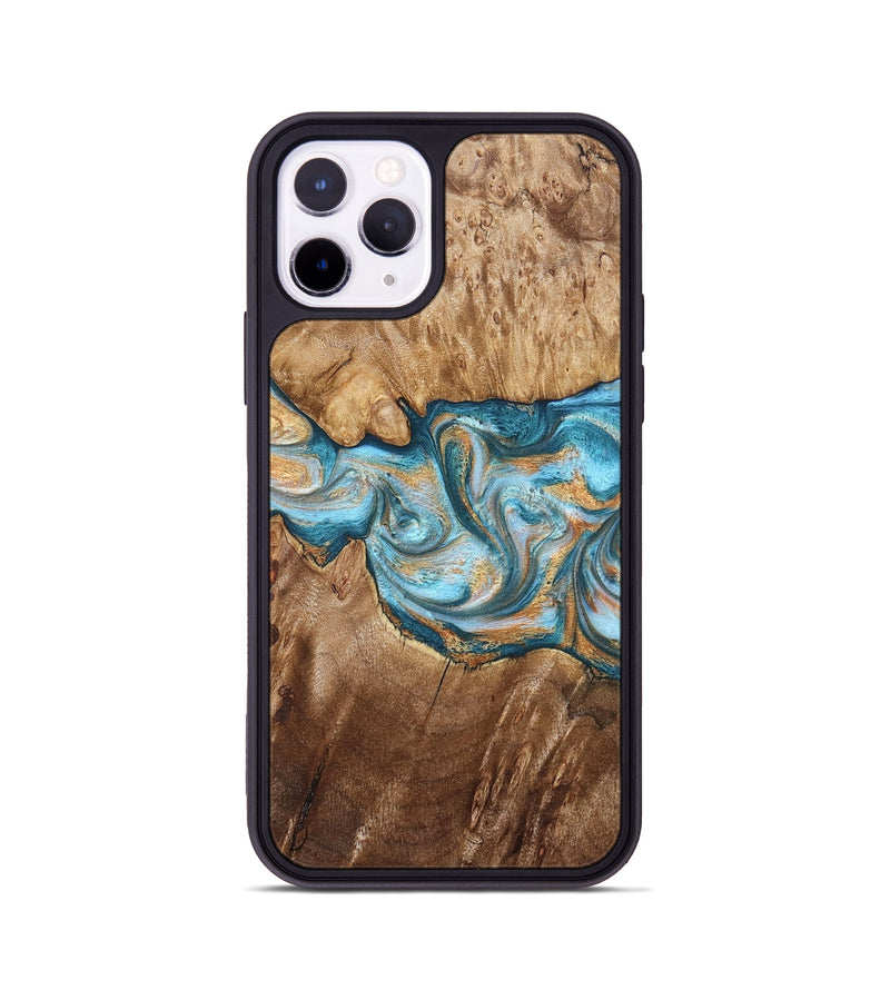iPhone 11 Pro Wood Phone Case - Sam (Teal & Gold, 823173)