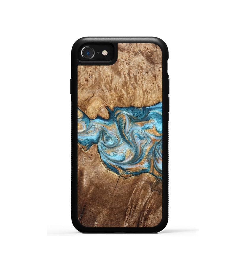 iPhone SE Wood Phone Case - Sam (Teal & Gold, 823173)