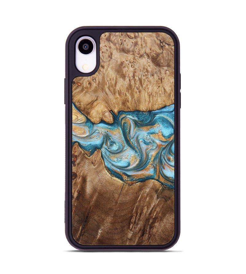 iPhone Xr Wood Phone Case - Sam (Teal & Gold, 823173)