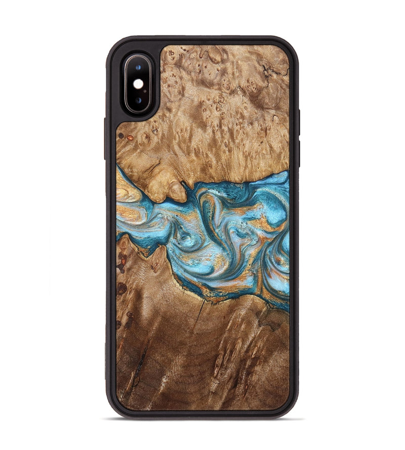 iPhone Xs Max Wood Phone Case - Sam (Teal & Gold, 823173)