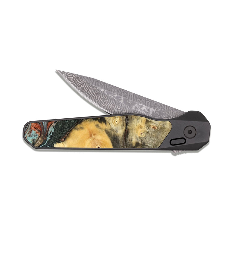 EDC Dark Damascus Wood Pocket Knife - Johana (Green, 823174)