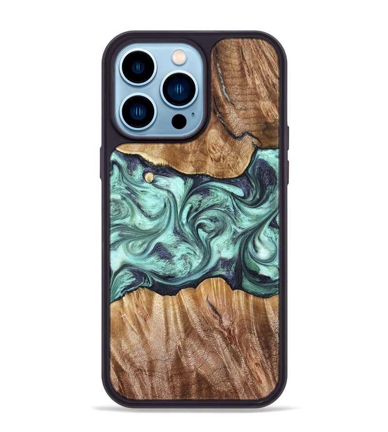 iPhone 14 Pro Max Wood Phone Case - Mat (Green, 823179)