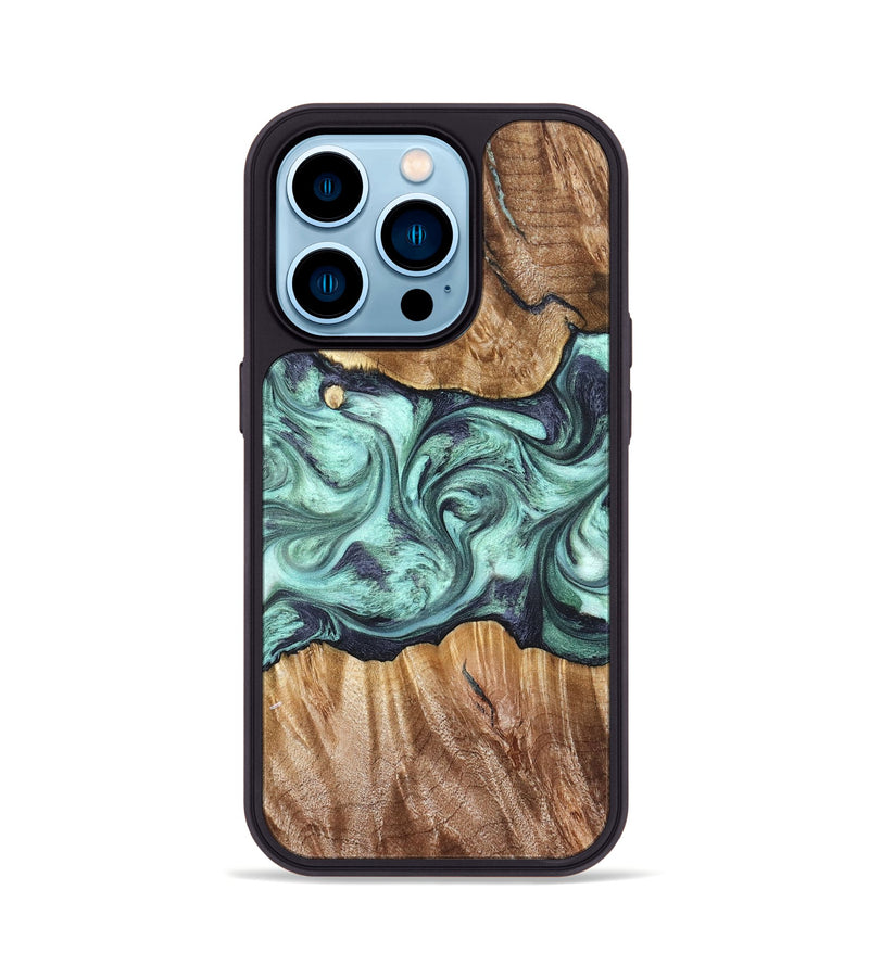 iPhone 14 Pro Wood Phone Case - Mat (Green, 823179)