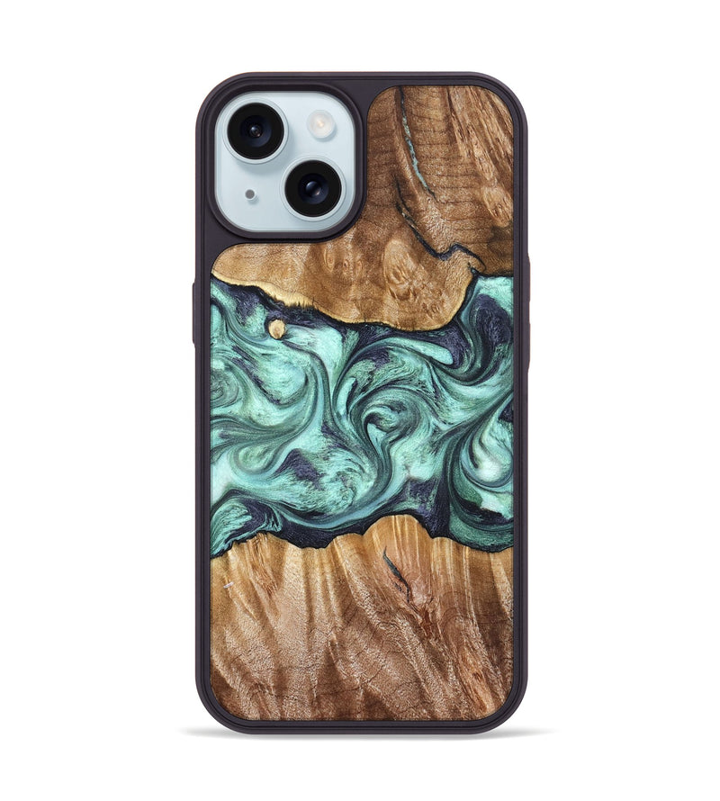 iPhone 15 Wood Phone Case - Mat (Green, 823179)
