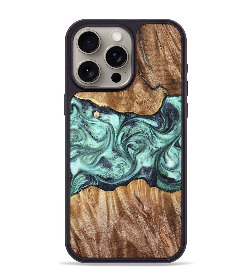 iPhone 15 Pro Max Wood Phone Case - Mat (Green, 823179)