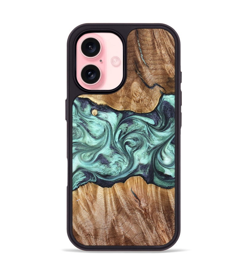 iPhone 16 Wood Phone Case - Mat (Green, 823179)