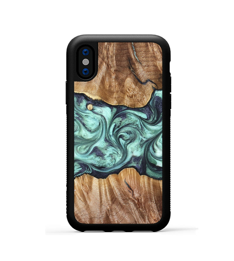 iPhone Xs Wood Phone Case - Mat (Green, 823179)