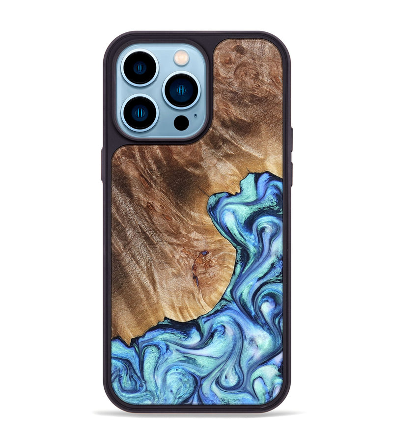 iPhone 14 Pro Max Wood Phone Case - Novah (Blue, 823180)